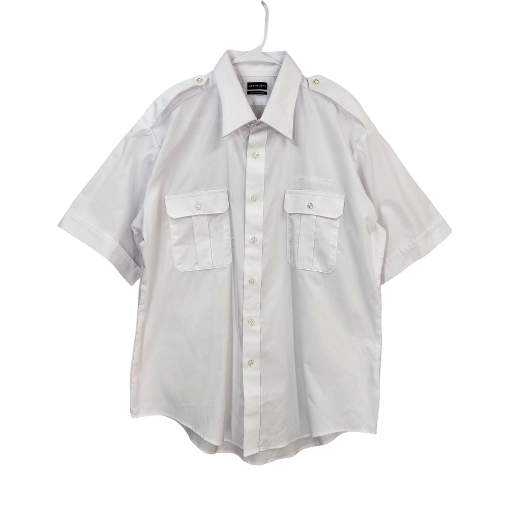 Van Heusen Men's Short Sleeve Fitted Wrinkle Free Button Down Shirt - 17.5